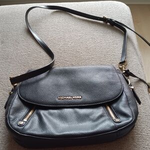 Michael Kors Black Pebbled Leather Crossbody Bag